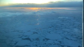 FILE - Ice is visible in the Bering Sea Jan. 22, 2020, as seen from a small plane airplane near the western Alaska coast.