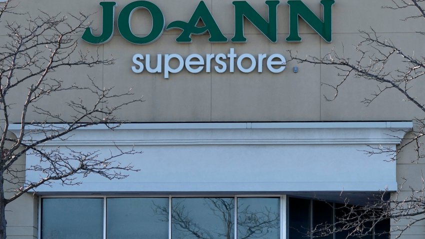 FILE - A logo sign outside of a Joann retail store is seen in Arlington Heights, Ill., Wednesday, Jan. 15, 2025.