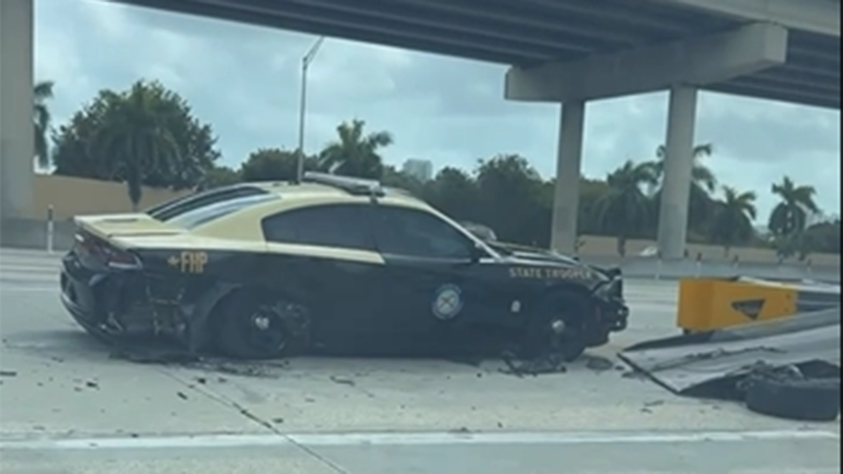FHP trooper hospitalized after - 030425 FHP Florida Highway Patrol Crash I 95 Miami Dade 