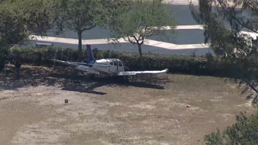 A small plane crash landed near an elementary school in Miramar on Wednesday.