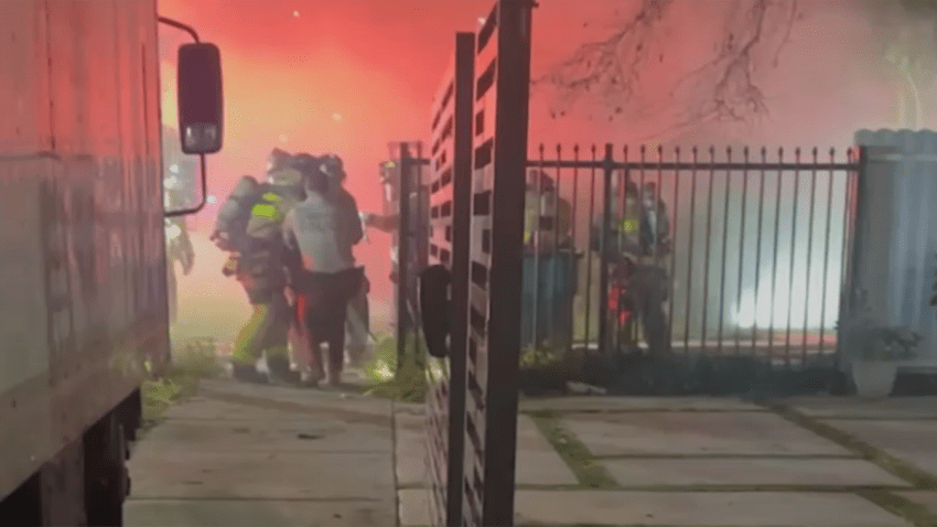 Firefighters at the scene of a fatal fire in Brownsville on Sept. 27, 2024.