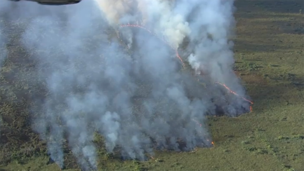 Roads closed as brush fire continues - 031925 Miami Dade Grass Fire Aerial Morning 