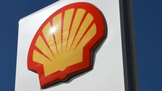 A view shows a board with the logo of Shell at the company’s fuel station in Saint Petersburg, Russia May 6, 2022.