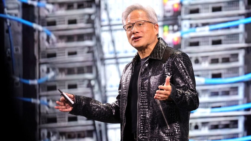 Nvidia CEO Jensen Huang gives a keynote address at CES 2025, an annual consumer electronics trade show, in Las Vegas, Nevada, U.S. Jan. 6, 2025. 