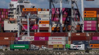 A cargo ship full of shipping containers is seen at the port of Oakland, as trade tensions escalate over U.S. tariffs, in Oakland, California, U.S., March 6, 2025.