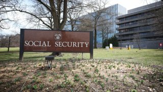 A sign in front of the entrance of the Security Administration’s main campus on March 19, 2025 in Woodlawn, Maryland.
