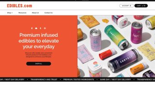 The homepage for Edibles.com, the hemp marketplace from the parent company of Edible Arrangements