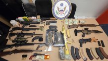 The drugs and guns seized during an undercover operation in Miami on April 17, 2025.