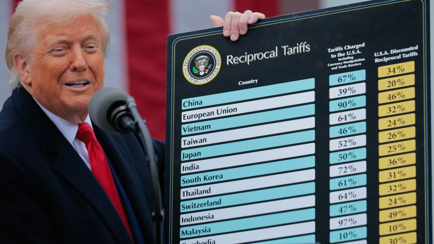 U.S. President Donald Trump speaks during an event announcing new tariffs in the Rose Garden at the White House in Washington, April 2, 2025.