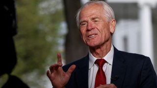 Senior trade adviser Peter Navarro attends an interview with CNN, at the White House, in Washington, D.C., U.S., April 10, 2025.