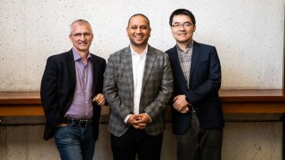 From left, Veza founders Rob Whitcher, Tarun Thakur and Maohua Lu.