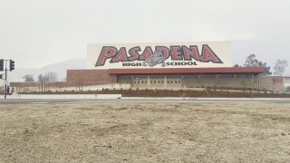 This video screenshot captures Pasadena High School, located at 858 Eaton Dr, Pasadena.
