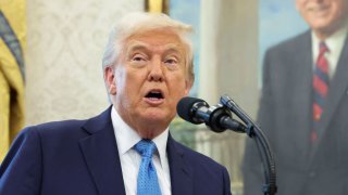 U.S. President Donald Trump speaks at the White House in Washington, D.C., U.S., April 22, 2025.