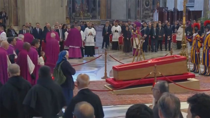 Screenshot of nun mourning Pope Francis