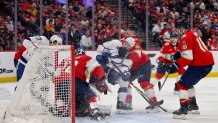 SUNRISE, FLORIDA - APRIL 28: <> in Game Four of the First Round of the 2025 Stanley Cup Playoffs at Amerant Bank Arena on April 28, 2025 in Sunrise, Florida. (Photo by Carmen Mandato/Getty Images)