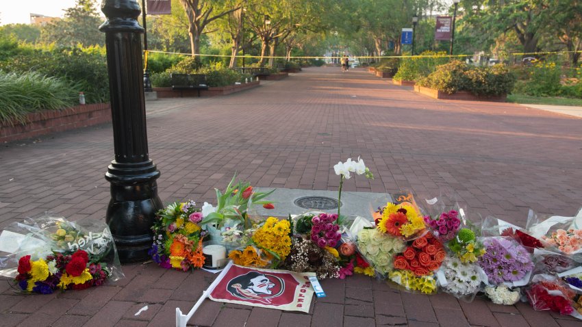 Flowers at the scene of a shooting