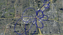 A Google Earth picture that shows the path of a small level that crashed on April 11, 2025 near Boca Raton.