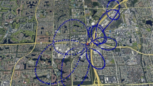 A Google Earth image showing the path of a small plane that crashed near Boca Raton on April 11, 2025.