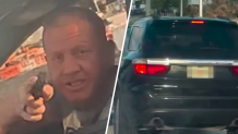Authorities are searching for a man who was caught on camera pointing a gun at another driver during a road-rage incident near the Fort Lauderdale Airport, officials said.