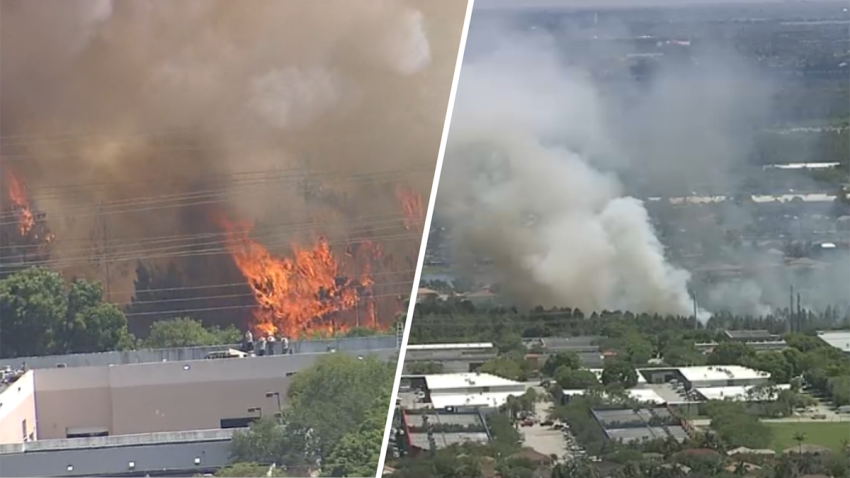 Crews were responding to a grass fire in southwest Miami-Dade on Wednesday.