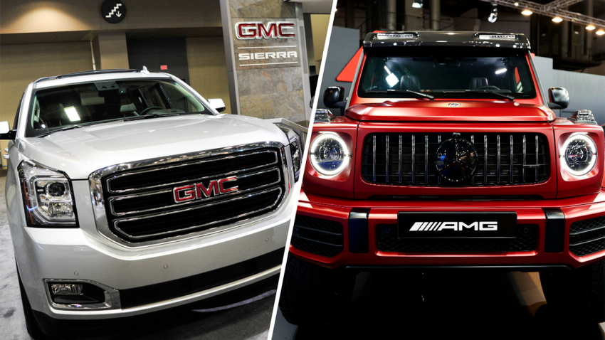 A GMC Yukon and a Mercedes G-Wagen
