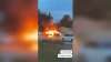 Video shows car engulfed in flames after crash in Hollywood