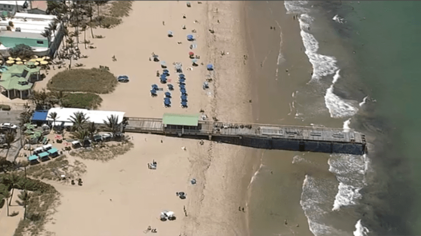 Aerial view of the pier in Lauderdale-by-the-Sea.
