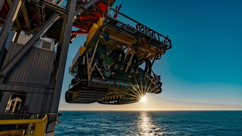 The pilot nodule collector vehicle designed by Allseas for use by The Metals Company. Photo provided by The Metals Company.