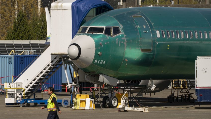 Boeing Co. 737 Max fuselages at the company’s manufacturing facility in Renton, Washington, US, on Tuesday, April 15, 2025.