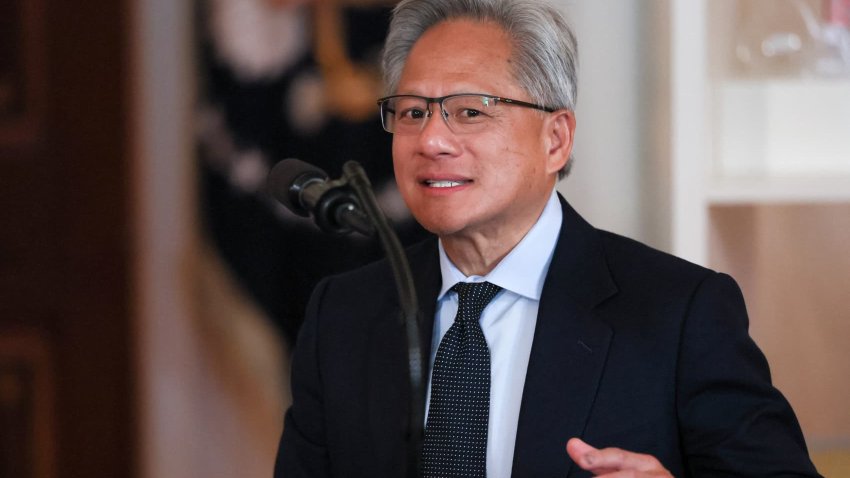 NVIDIA CEO Jensen Huang attends an ‘Investing in America’ event held by U.S. President Donald Trump in Washington, D.C., U.S., April 30, 2025.