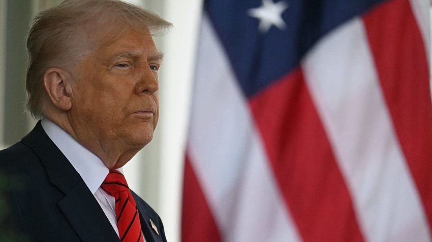 President Donald Trump waits for the arrival of Canadian Prime Minister Mark Carney at the White House in Washington, DC, on May 6, 2025.