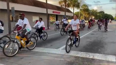 Dozens gather for 18.4 mile bike ride in North Miami to celebrate Haitian Flag Day