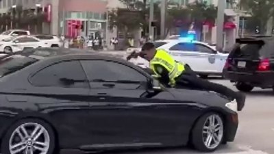 Wild video shows Miami cop on car hood shooting at driver