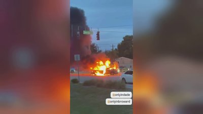 Fiery crash in Hollywood leads to 3 hospitalized