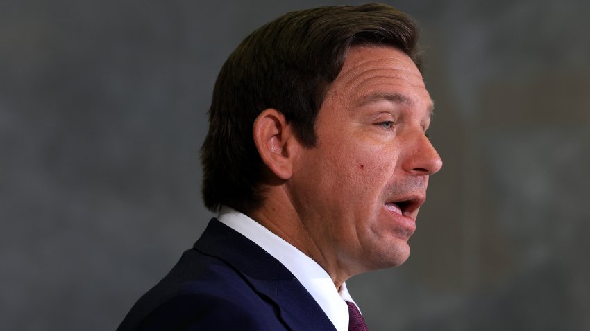 MIRAMAR, FLORIDA – MAY 01: Florida Gov. Ron DeSantis speaks during a press conference held at the ICE-Enforcement and Removal Operation office on May 01, 2025 in Miramar, Florida. DeSantis talked about a multi-agency immigration enforcement effort named Operation Tidal Wave that they say resulted in more than 1,100 arrests in a single week in Florida. (Photo by Joe Raedle/Getty Images)