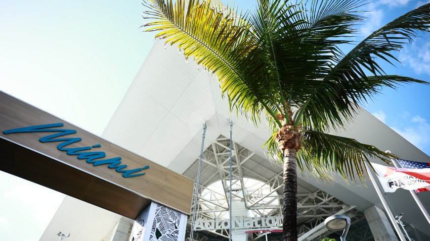 MIAMI, FLORIDA – MAY 01: A general view of the Hard Rock Stadium during previews ahead of the F1 Grand Prix of Miami at Miami International Autodrome on May 01, 2025 in Miami, Florida. (Photo by Hector Vivas/Getty Images)