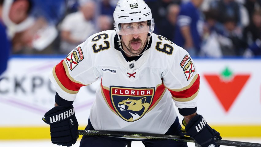 TORONTO, CANADA – MAY 18: Brad Marchand #63 of the Florida Panthers looks on before a face off against the Toronto Maple Leafs in Game Seven of the Second Round of the 2025 Stanley Cup Playoffs at Scotiabank Arena on May 18, 2025 in Toronto, Ontario, Canada. (Photo by Michael Chisholm/NHLI via Getty Images)
