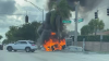 One dead, several injured after car bursts into flames in Hollywood crash