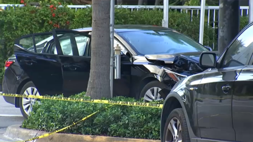 Scene of a fatal shooting and crash on Collins Avenue in Miami Beach on June 30, 2022.