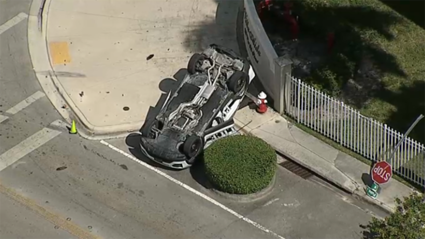 A Hialeah Police officer was taken to the hospital following a rollover crash Wednesday afternoon, police said.