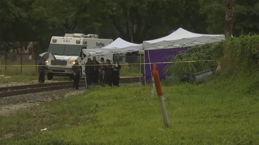 Scene of a fatal double shooting at a Miami homeless encampment on June 4, 2025.