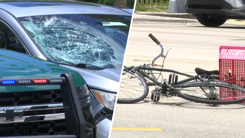 A bicyclist was hospitalized after being struck by a car in Lauderdale Lakes on Friday afternoon, officials said.
