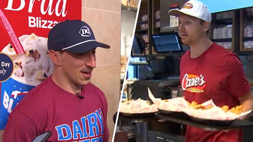 Florida Panthers stars Brad Marchand and Sam Reinhart clocked in for a different type of shift Friday as they continued to celebrate their Stanley Cup win in Style.