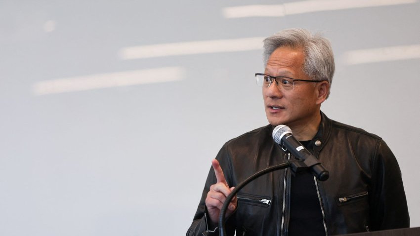 Nvidia CEO Jensen Huang speaks as he visits Lawrence Berkeley National Lab to announce a U.S. supercomputer to be powered by Nvidia’s forthcoming Vera Rubin chips, in Berkeley, California, U.S., May 29, 2025.