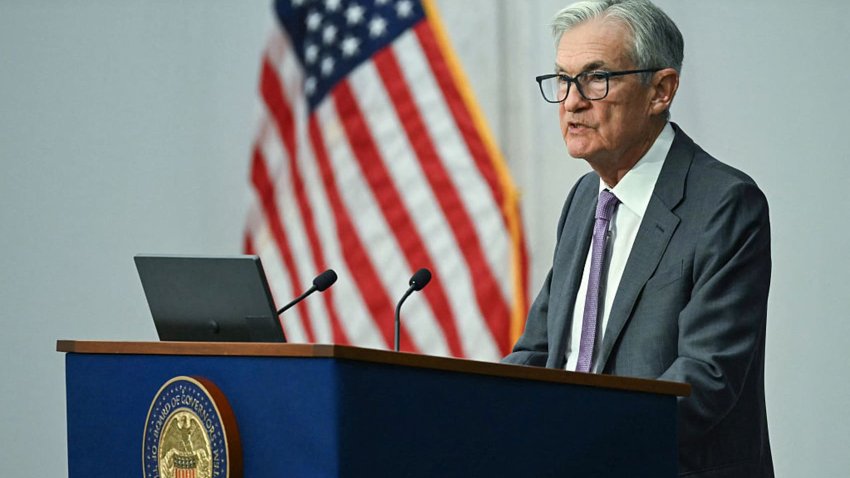 U.S. Federal Reserve Chair Jerome Powell speaks during a conference marking the 75th anniversary of the International Finance Division of the Federal Reserve Board in Washington, D.C., on June 2, 2025.