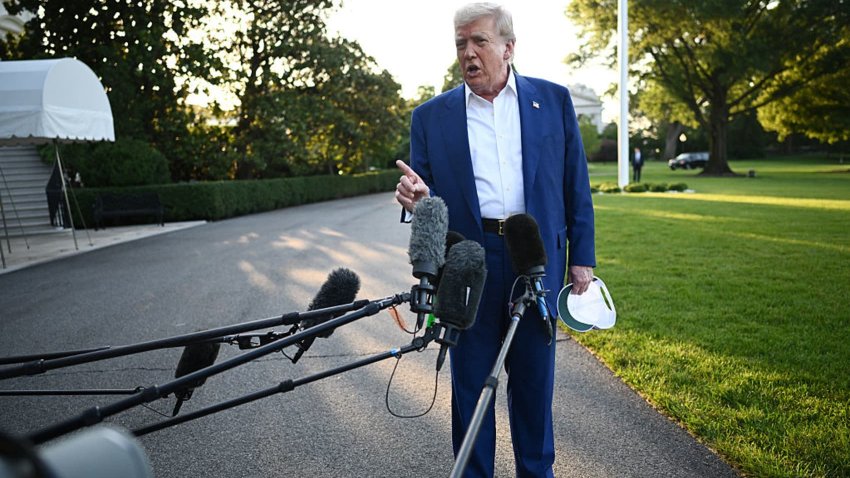 US President Donald Trump speaks to the press before boarding Marine One from the South Lawn of the White House in Washington, DC on June 24, 2025, to attend the NATO’s Heads of State and Government summit in The Hague.