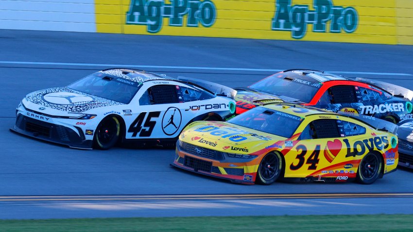 Tyler Reddick and Michael McDowell race at Talladega Superspeedway