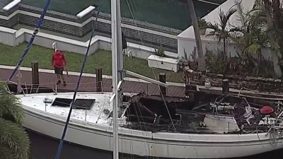 Sailboat catches fire in Fort Lauderdale, video shows