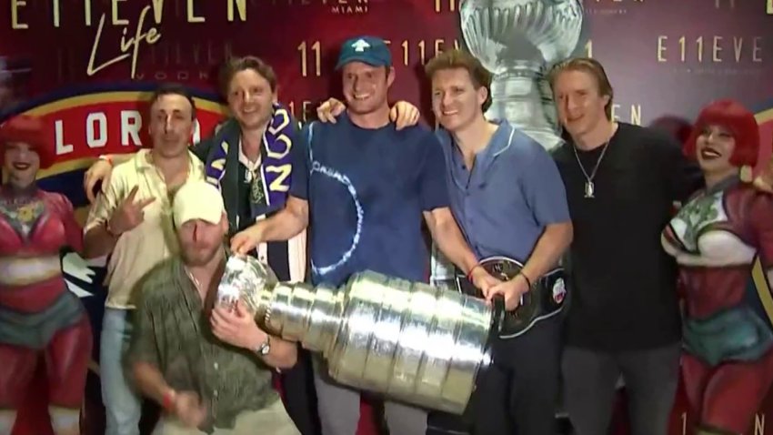 Panthers party at Club E11EVEN as fans prep for parade