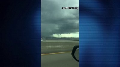 Twin waterspouts on Bradenton waters